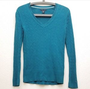 Tommy Hilfiger Teal V-Neck Sweater